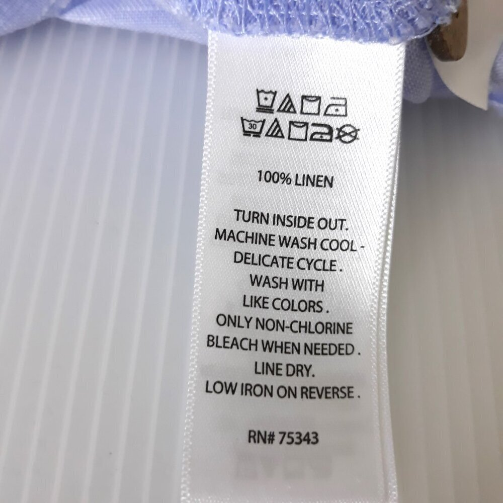 NEW Sigrid Olsen Tunic Top Blue Linen Long Sleeve Lagenlook Coastal - Picture 5 of 5